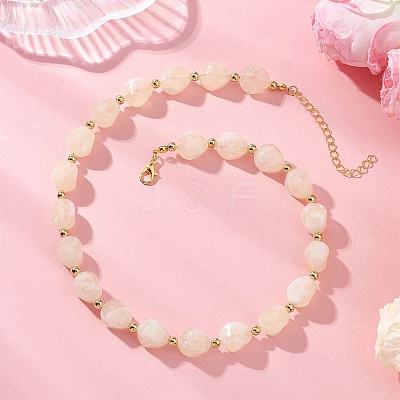 Two Tone Acrylic Twist Beaded Necklaces NJEW-JN05840-01-1