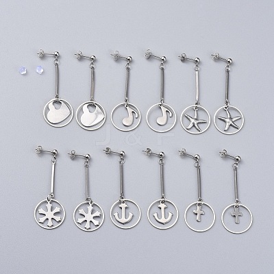 Stainless Steel Dangle Ear Studs EJEW-JE03920-1
