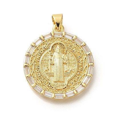 Rack Plating Brass with Cubic Zirconia Pendants KK-Z086-33G-13-1