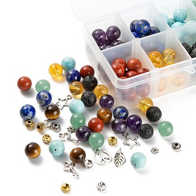 192Pcs 8 Styles 10mm Gemstone Beads Chakra Yoga Healing Stone Kits G-LS0001-02C-1