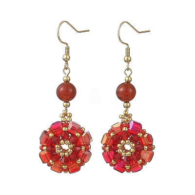 Glass Seed Beads Dangle Earrings EJEW-MZ00763-02-1