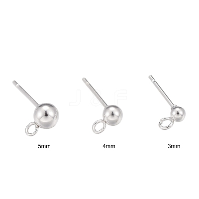 30Pcs 3 Size 304 Stainless Steel Ball Stud Earring Post STAS-LS0001-06S-1