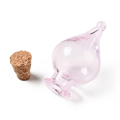 Teardrop Glass Cork Bottles Ornament LS-AJEW-A039-01J-1