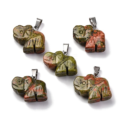 Natural Unakite Pendants G-B127-05P-12-1