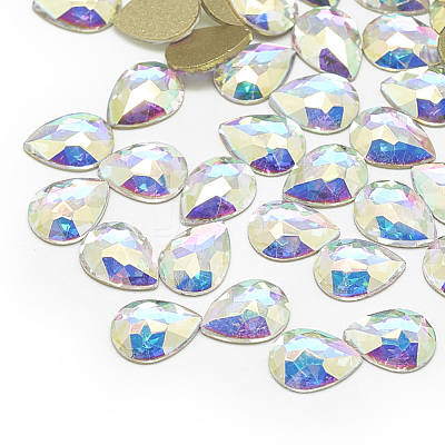 DIY Flat Back K9 Glass Rhinestone Cabochons RGLA-T057-6x8mm-01-1