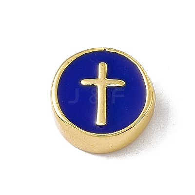 Real 18K Gold Plated Brass Enamel Beads KK-F814-04G-02-1