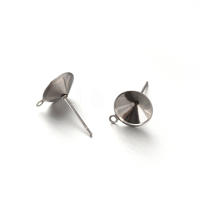 Non-Tarnish 304 Stainless Steel Stud Earring Settings for Pointed Back Xilion Rivoli Rhinestone and Dangle Charms STAS-E088-15-8.5mm-1