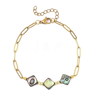 Abalone Shell/Paua Shell Beads Link Bracelets BJEW-JB13824-1