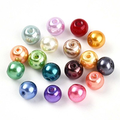 Baking Paint Pearlized Glass Pearl Beads X1-HY-Q003-6mm-M01-1