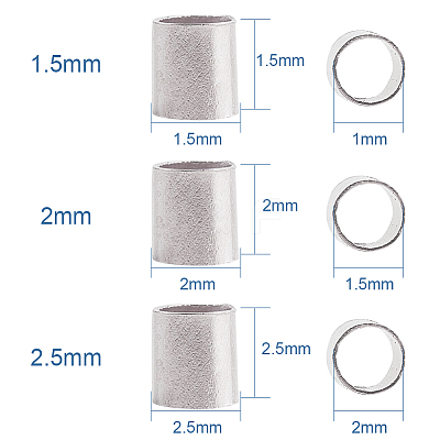 1 Box Silver Brass Tube Crimp Beads Sets in 3 Sizes for Jewelry Making KK-PH0019-01S-1