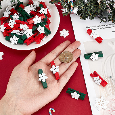 100Pcs 2 Colors Dyed Wooden Craft Pegs Clips DIY-CP0008-76-1