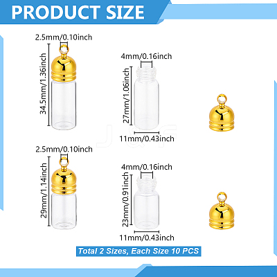 20Pcs 2 Styles Transparent Glass Wishing Bottle Pendant FIND-GA0008-41-1