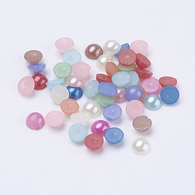 Half Round Domed Imitated Pearl Acrylic Cabochons X-OACR-H001-4x2mm-1