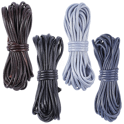 4Pcs 4 Colors Braided Round Waxed Polyester Cords YC-CL0001-04-1