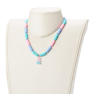 Polymer Clay Beaded Necklaces NJEW-JN03585-05-1