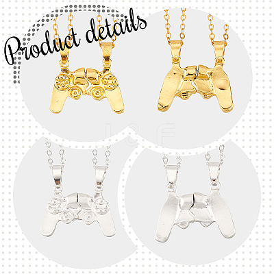 4Pcs 2 Colors Alloy Game Controller Magnetic Matching Pendant Necklaces Set NJEW-AN0001-29-1