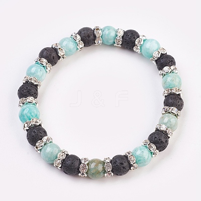 Natural Flower Amazonite Stretch Bracelets BJEW-JB03753-01-1