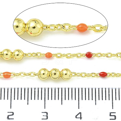 Brass Enamel Round Beaded Link Chain CHC-G022-07G-16-1