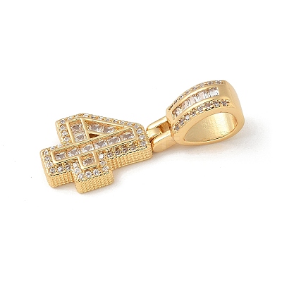 Brass Clear Cubic Zirconia European Dangle Charms KK-R003-01G-04-1