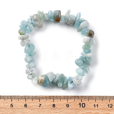 Unisex Chip Natural Aquamarine Beaded Stretch Bracelets X-BJEW-S143-33-1