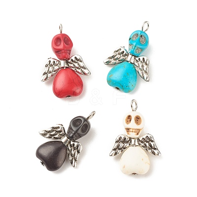 Halloween Dyed Synthetic Turquoise Pendants PALLOY-JF01598-1