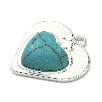 304 Stainless Steel with Dyed Synthetic Turquoise Pendants LS-STAS-G374-05S-12-1