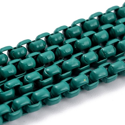 Eco-friendly Spray Painted Handmade Brass Box Chains KK-J276-17-P20-1