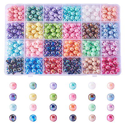 600Pcs 24 Colors Opaque Acrylic Beads MACR-CJ0001-16-1