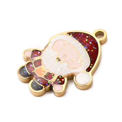 Christmas 304 Stainless Steel Enamel Pendants STAS-B112-02G-04-1