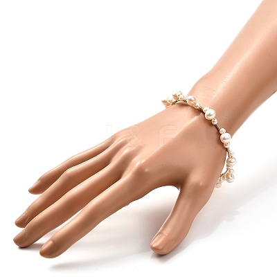 Natural Pearl Braided Bangle for Teen Girl Women BJEW-JB06828-1