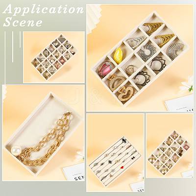 Rectangle Wood Covered with Velvet Jewelry Trinket Display Trays AJEW-WH20054-062K-01-1