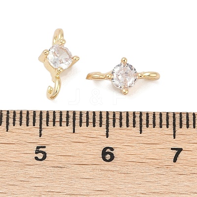 Brass Clear Cubic Zirconia Connector Charms KK-Z094-10G-1