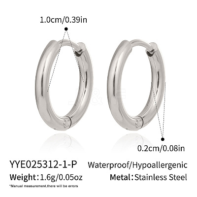 304 Stainless Steel Huggie Hoop Earrings for Women GR9460-5-1