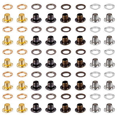200 Sets 4 Colors Iron Grommet Eyelet Findings SCRA-GF0001-02-1