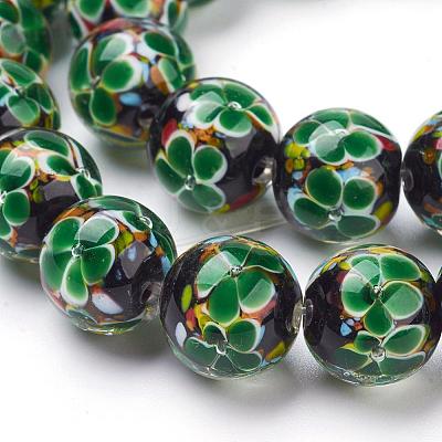Handmade Inner Flower Lampwork Beads Strands LAMP-L072-B06-1