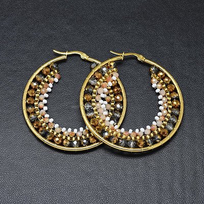 304 Stainless Steel Hoop Earrings X-EJEW-O090-F05-1