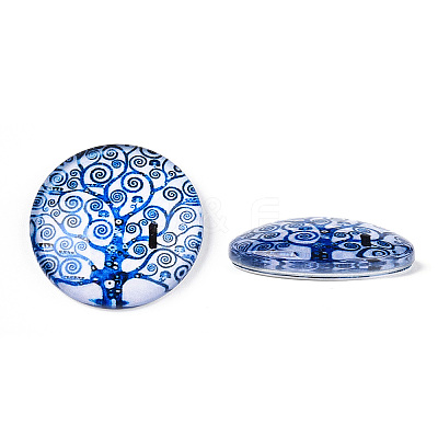 Half Round/Dome Tree Pattern Glass Flatback Cabochons for DIY Projects LS-GGLA-Q037-25mm-M28-11-1