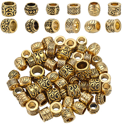 60Pcs 6 Styles Tibetan Style Alloy European Beads TIBEB-SP0001-06-1