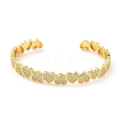 Sparkling Heart Cubic Zirconia Cuff Bangle BJEW-D448-15G-RS-1
