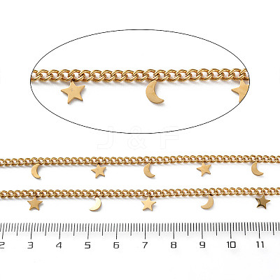 304 Stainless Steel Curb Chains with Star Charm CHS-F020-03G-02-1