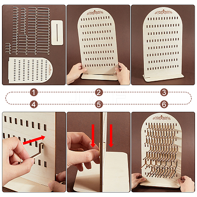 Arch Shaped Plywood Jewelry Organizer Display Stands for Bracelets Necklaces Display Cards AJEW-WH0604-76-1