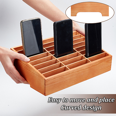 24-Grid Wooden Cell Phone Storage Box AJEW-WH0258-969B-1