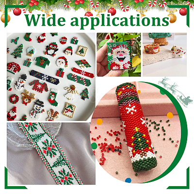4 Strads Christmas Theme Handmade Lampwork Beads LAMP-PH0001-35A-1