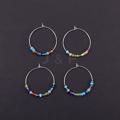 Brass Wine Glass Charm Rings Hoop Earrings KK-PH0028-01S-1