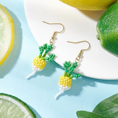 304 Stainless Steel Glass Seed Beads Carrot Dangle Earrings EJEW-MZ00579-1