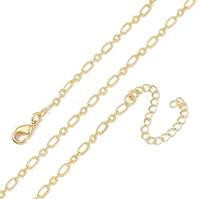 2.7MM Brass Textured Figaro Chain Necklaces for Women KK-CBA2293-16G-1