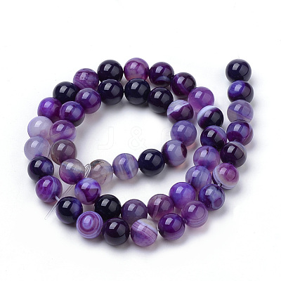 Natural Striped Agate/Banded Agate Beads Strands X-G-S259-04F-8mm-1