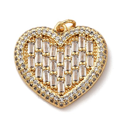 Brass Micro Pave Clear Cubic Zirconia Pendants KK-U076-21G-1
