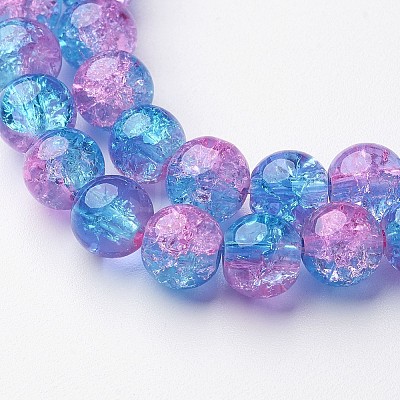 31~32 inch  pinkt/ blue Crackle Glass Beads GGC8MM038-1