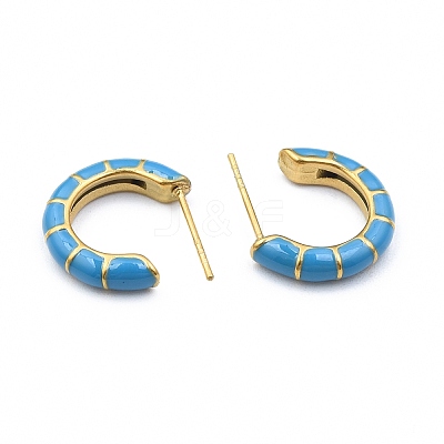 Enamel C-shape Stud Earrings EJEW-N052-05-1